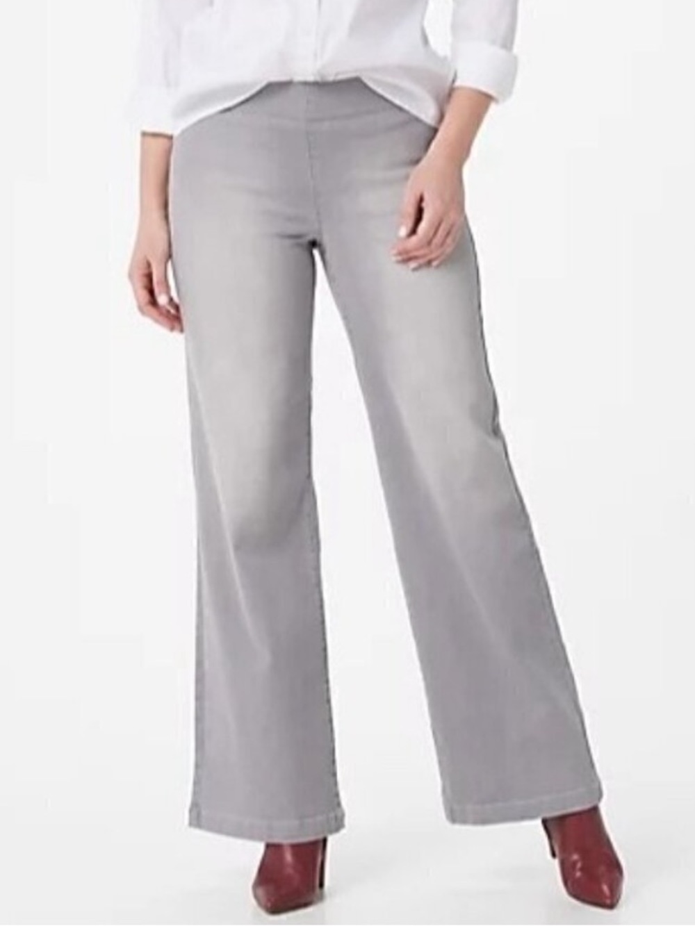 NYDJ Pull On Gray Wide Leg Pants Jeans size 8